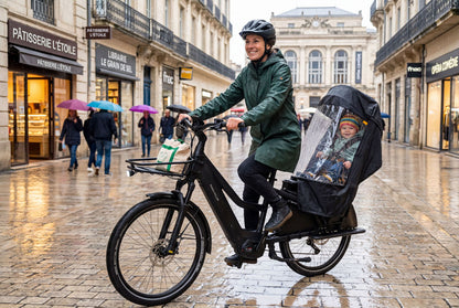 Protection pluie du FAAR Ride utilisée en mode vélo