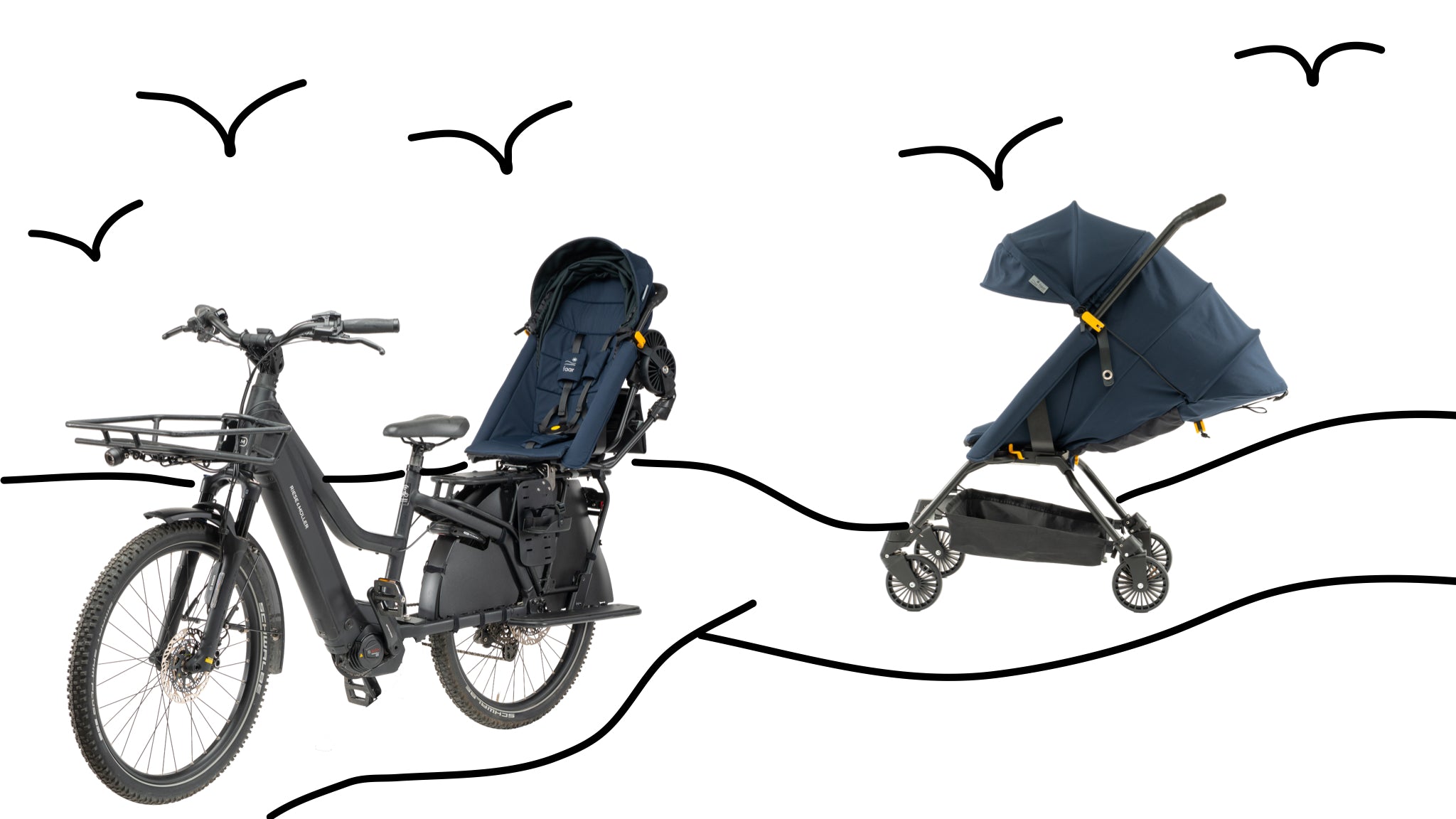 FAAR Ride en mode poussette et en mode siège vélo avec les meme qualités de confort protection et praticité